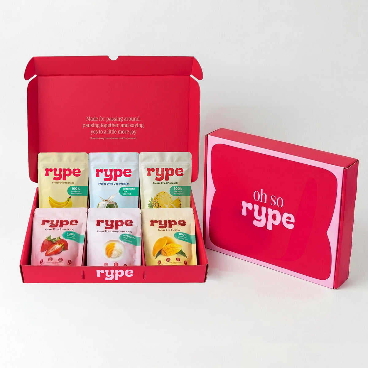 Giftbox of 6 packs - Freeze dried Strawberry, Mango, Pineapple, Banana, Mango sticky rice and Coconut milk